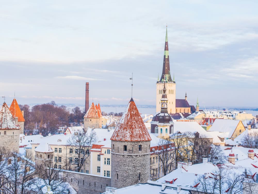 Snow on the rooftops of Tallinn's old town
